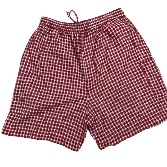 Vintage 90s Northern Reflections Pull On Gingham Flower Print Shorts M - Picture 2 of 10